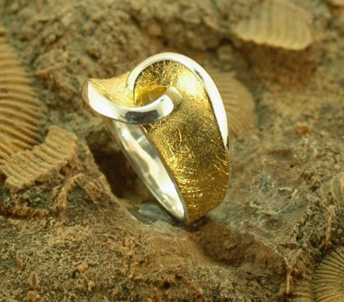 Silber-Ring geschwungen vergoldet